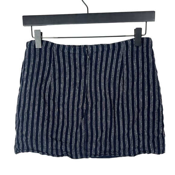 Forever 21 Blue White Linen Blend Striped Button Front Mini Skirt Medium - Picture 5 of 12